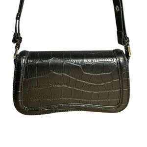 CLUCI Black Croc-Embossed Hardshell Shoulder Bag | Y2K Baguette -EUC